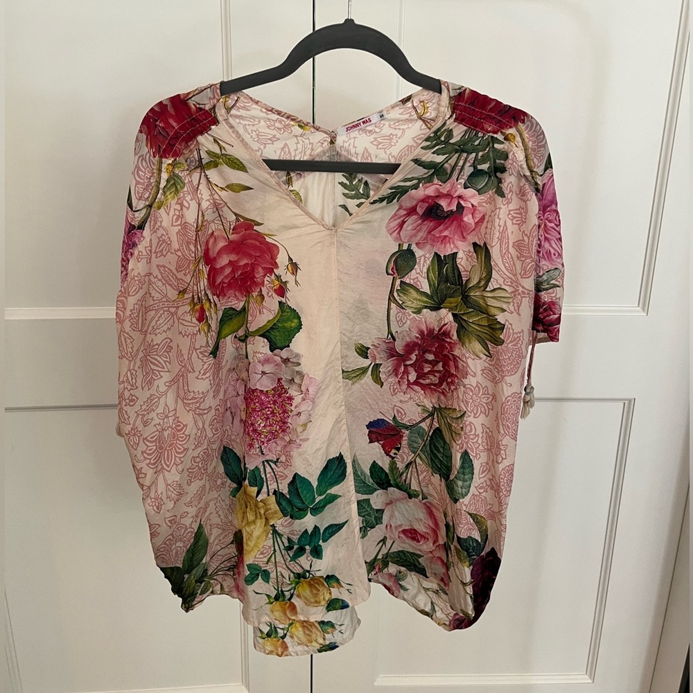 Johnny Was Botan Sik Floral-Print Top, like new!